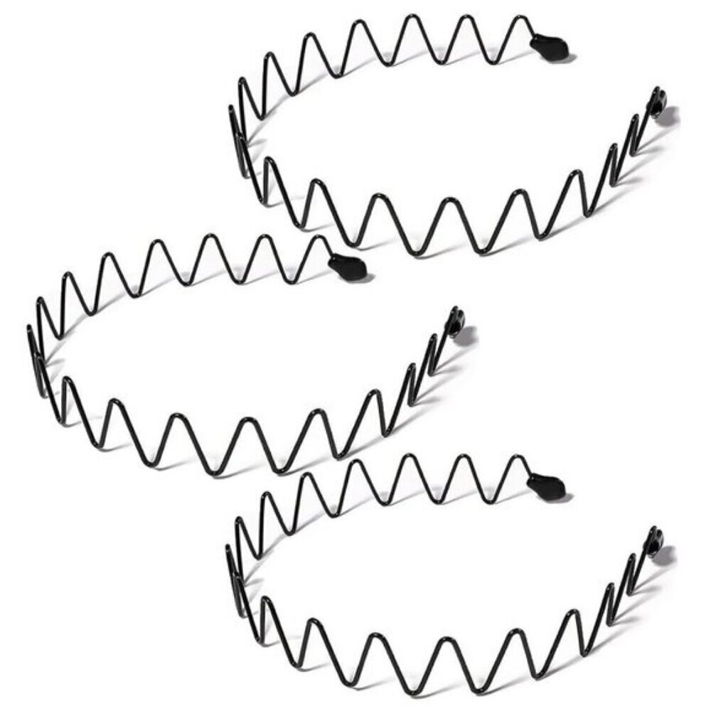 ⚡Men F-New 3pcs Metal Fashion Unisex Wavy Outdoor Sports Simple Elastic Headband